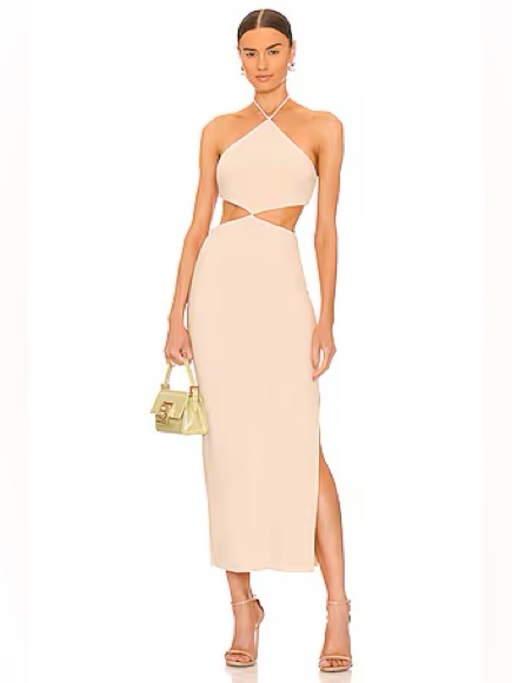 Bec & Bridge Iris Halter Cut Out Beige Cream Midi Dress size 2